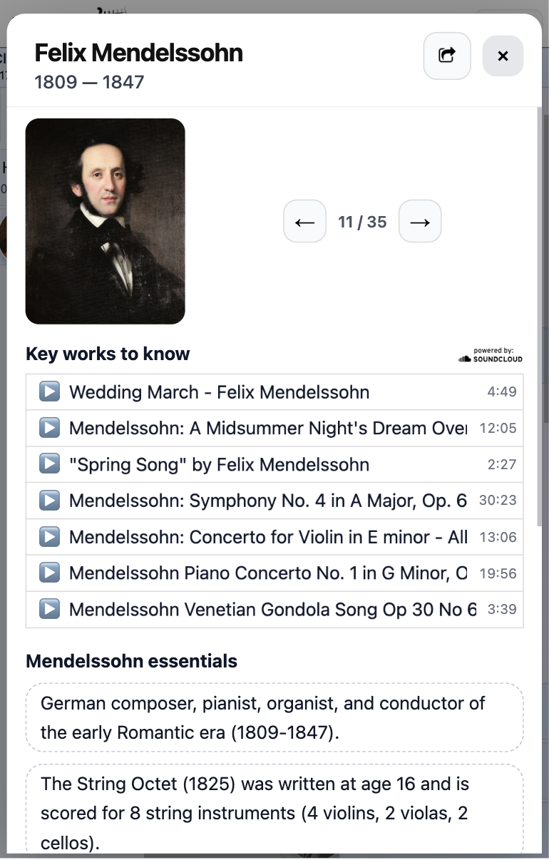 Composer details page